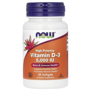 Vitamin D-3 High Potency 5,000 IU, 30 Softgels của NOW Foods