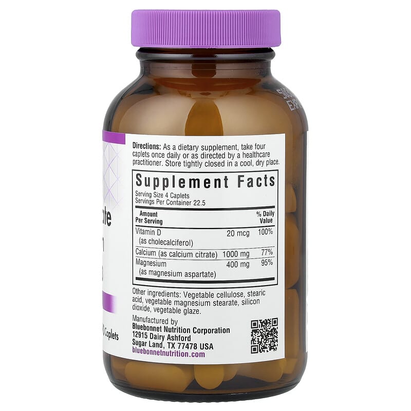 Bluebonnet Nutrition Calcium Citrate Magnesium Vitamin D3 90 Caplets