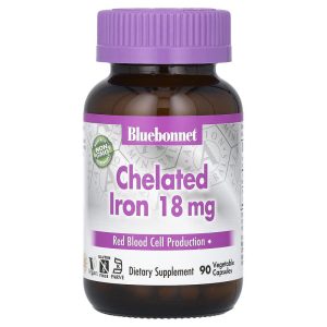 Bluebonnet Nutrition Chelated Iron 18 mg, 90 Viên Nang Thực Vật