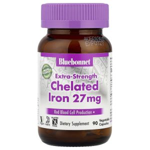 Chelated Iron Extra Strength 27 mg, 90 Vegetable Capsules của Bluebonnet Nutrition