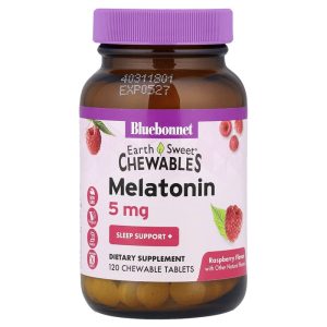 Melatonin Raspberry 5 mg, 120 Chewable Tablets của Bluebonnet Nutrition Earth Sweet Chewables