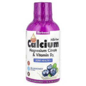 Liquid Calcium Magnesium Citrate Vitamin D3 Blueberry 16 fl oz (473 ml) của Bluebonnet Nutrition