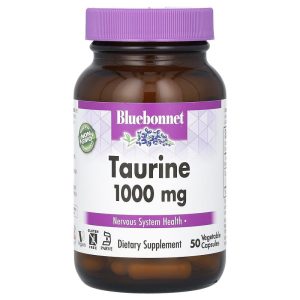 Taurine, Bluebonnet Nutrition, 1000 mg, hộp 50 viên nang thực vật