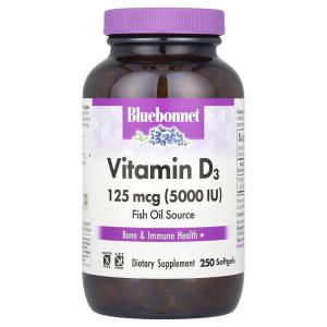 Vitamin D3 125 mcg (5,000 IU) 100 Softgels của Bluebonnet Nutrition