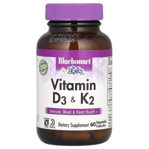 Vitamin D3 K2, 60 Vegetable Capsules của Bluebonnet Nutrition
