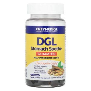 Enzymedica DGL Stomach Soothe Gummies, German Chocolate, 74 Gummies, 200 mg per Gummy