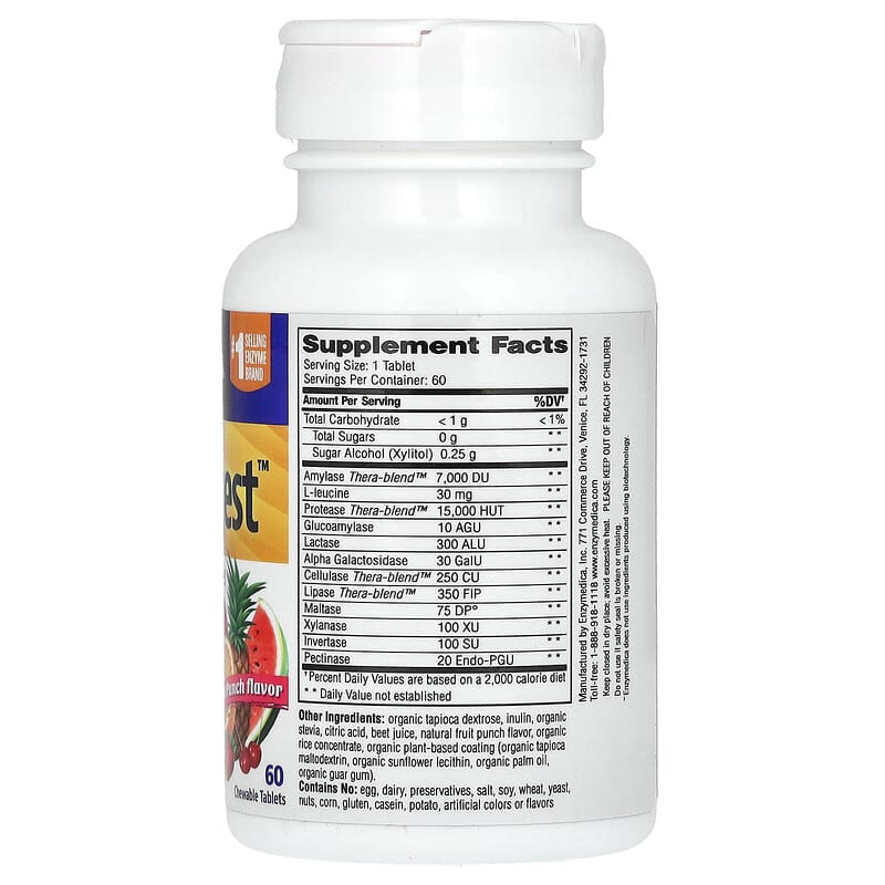 Enzymedica Kids Digest Fruit Punch 60 Chewable Tablets