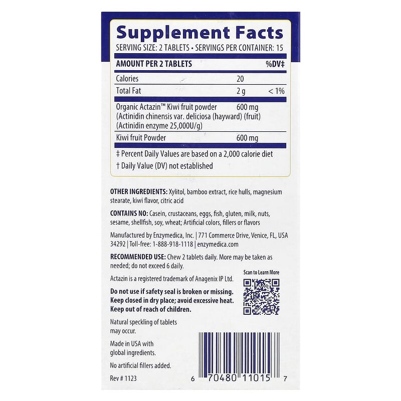 Enzymedica Kiwi Regularity Kiwi 30 Tablets