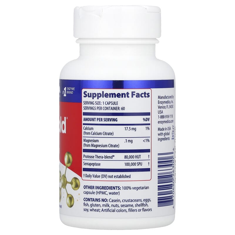 Enzymedica Serragold High Potency Serrapeptase 60 Capsules