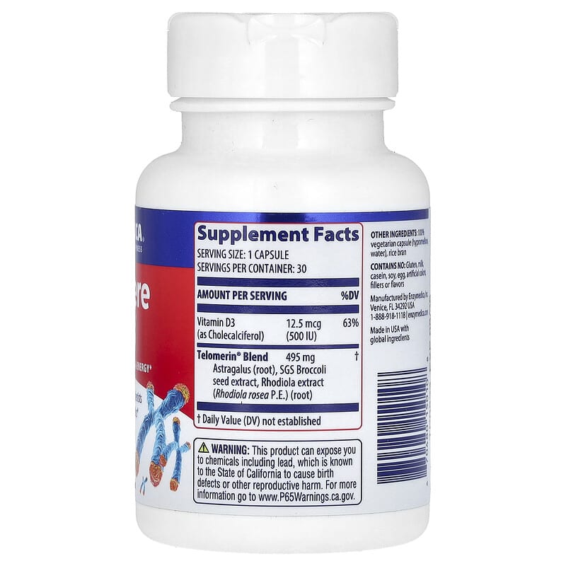 Đánh giá chi tiết Telomere Plus của Enzymedica: Có thực sự hỗ trợ lão hóa khỏe mạnh? 2 Enzymedica, Telomere Plus, 30 Capsules