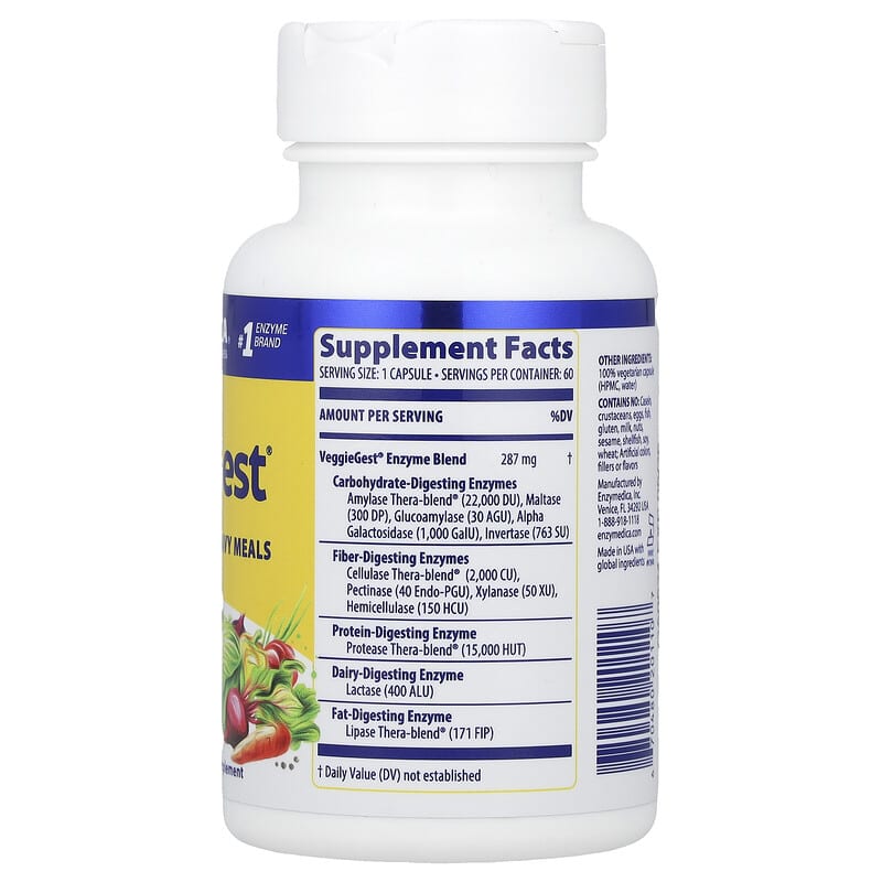 Đánh giá chi tiết Enzymedica VeggieGest 60 Capsules: Giải pháp tiêu hóa thực vật 2 Enzymedica VeggieGest 60 Capsules
