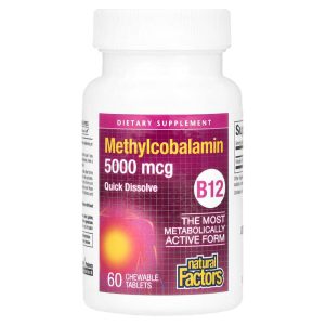 B12 Methylcobalamin, 5,000 mcg, 60 Chewable Tablets của Natural Factors