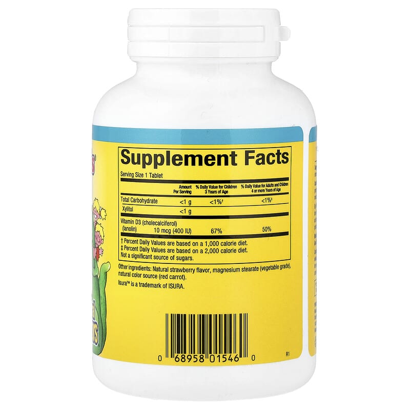 Natural Factors Big Friends Chewable Vitamin D3 Berry Bunch 10 mcg (400 IU) 250 Chewable Tablets