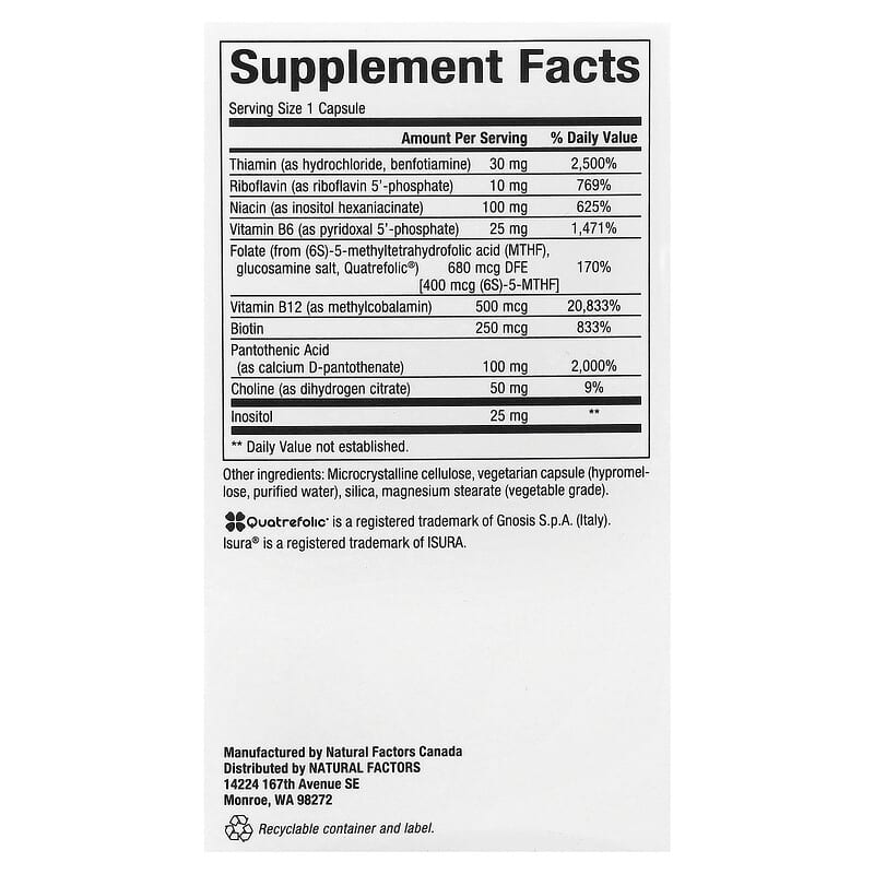 Đánh giá chi tiết Natural Factors Biocoenzymated Active B Complex 2 Natural Factors, Biocoenzymated Active B Complex, 60 Vegetarian Capsules