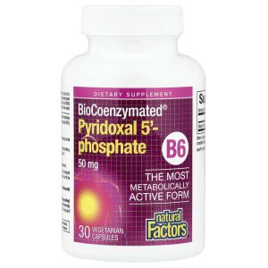 Natural Factors, Biocoenzymated B6, Pyridoxal 5' Phosphate, 50 mg, 30 Vegetarian Capsules