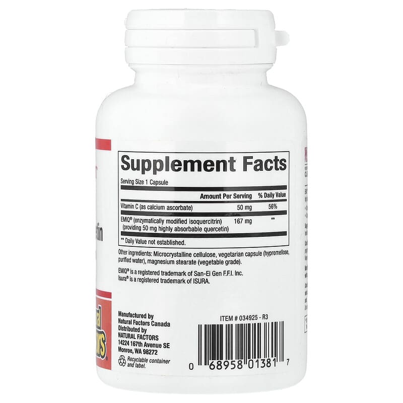 Natural Factors, Emiq Bioactive Quercetin, 60 Vegetarian Capsules