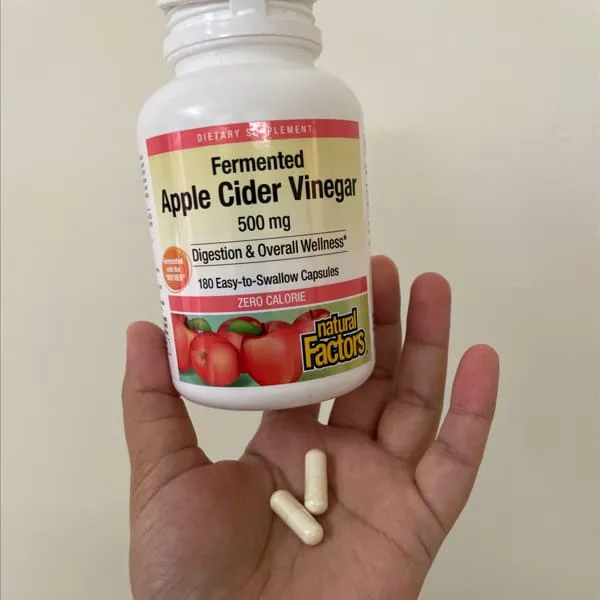 natural factors fermented apple cider vinegar 500 mg 180 easy to swallow capsules 2