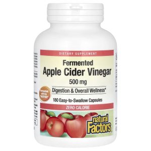 Fermented Apple Cider Vinegar 500 mg, 180 Easy-to-Swallow Capsules của Natural Factors