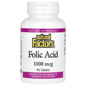 Folic Acid 1,000 mcg, 90 Tablets của Natural Factors