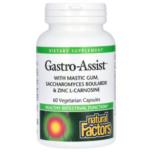 Natural Factors, Gastro Assist with Mastic Gum, Saccharomyces Boulardii, Zinc L-Carnosine, 60 Vegetarian Capsules