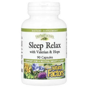 Natural Factors, Herbal Factors, Sleep Relax with Valerian & Hops, 90 Capsules