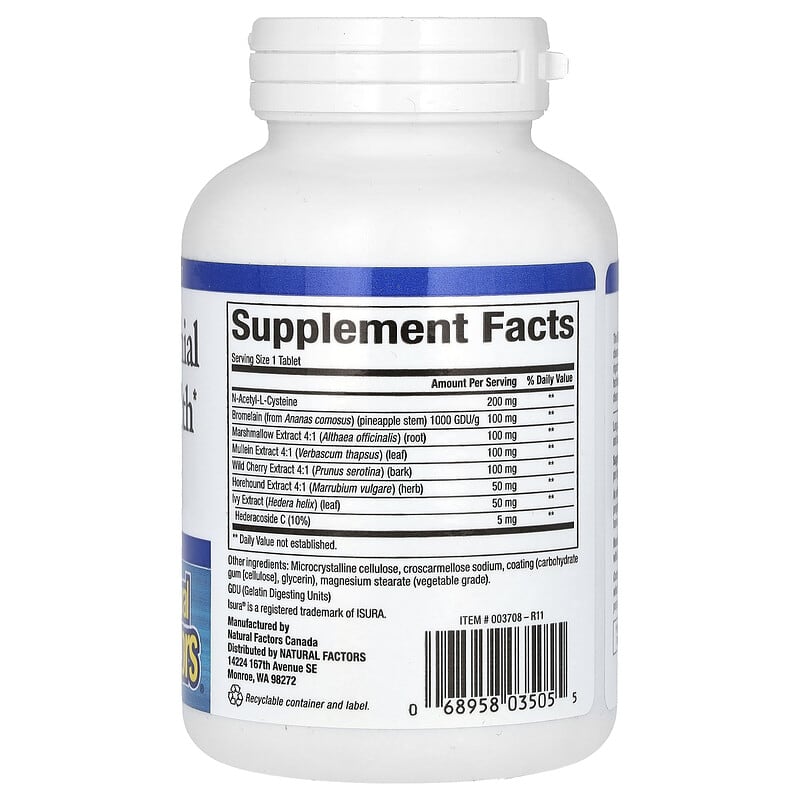 Natural Factors Lung Bronchial Sinus Health 90 Tablets