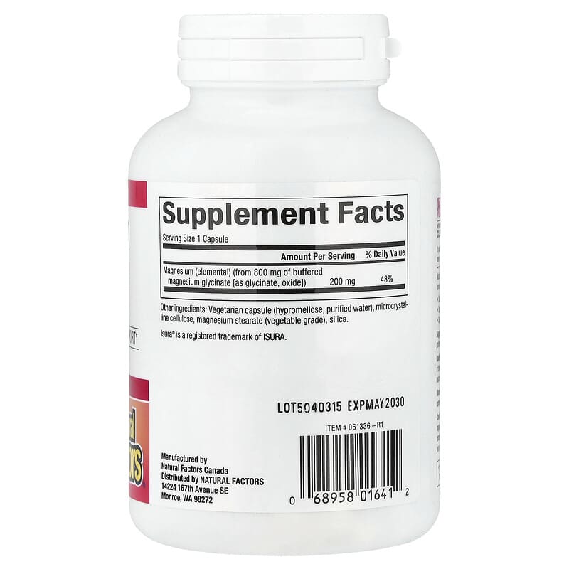 Đánh giá chi tiết Magnesium Glycinate của Natural Factors: Có thực sự hiệu quả? 2 Natural Factors, Magnesium Glycinate 200 mg, 120 Vegetarian Capsules