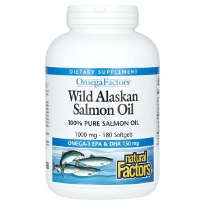 Omega Factors Wild Alaskan Salmon Oil 1,000 mg, 180 Softgels của Natural Factors