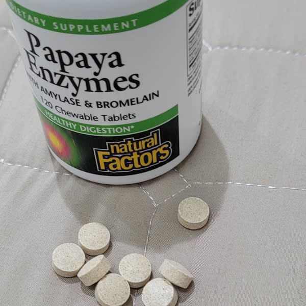 Mua hàng iHerb 23 natural factors papaya enzymes with amylase bromelain 120 chewable tablets 2