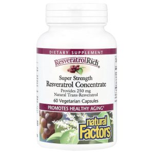 ResveratrolRich Resveratrol Concentrate Super Strength 60 Vegetarian Capsules của Natural Factors