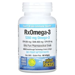 RxOmega-3, 60 Softgels, 630 mg per Softgel của Natural Factors