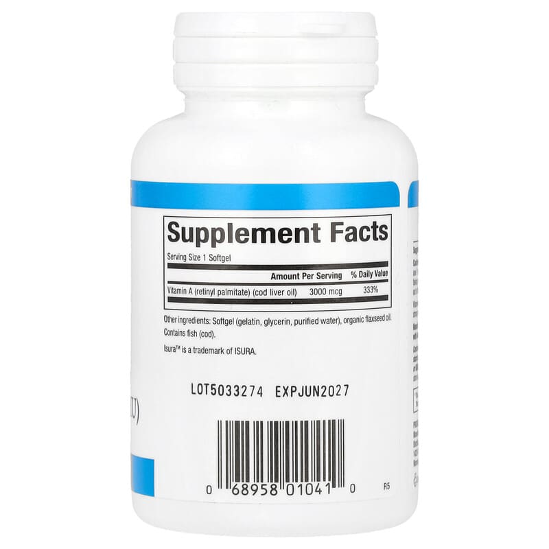 Natural Factors Vitamin A 3,000 mcg (10,000 IU) 180 Softgels