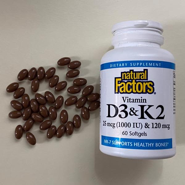 Mua hàng iHerb 28 natural factors vitamin d3 k2 25 mcg 1 000 iu 120 mcg 60 softgels 2