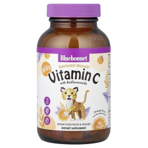 Vitamin C với Bioflavonoids, vị cam, 90 viên nhai của Bluebonnet Nutrition Rainforest Animalz