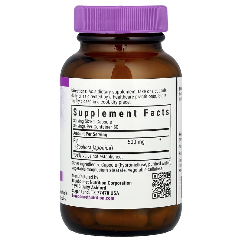 Thành phần sản phẩm Bluebonnet Nutrition Rutin 500 mg