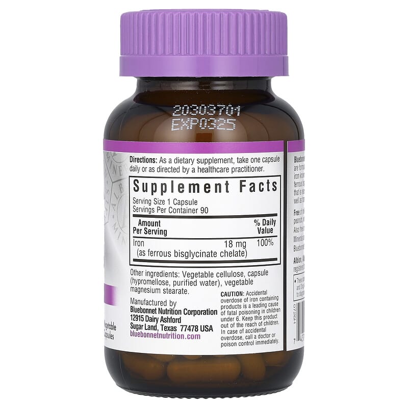 Bluebonnet Nutrition Chelated Iron 18 mg