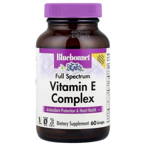Vitamin E Complex, Full Spectrum, 400 IU (d-alpha tocopherol), hộp 60 viên Licaps của Bluebonnet Nutrition