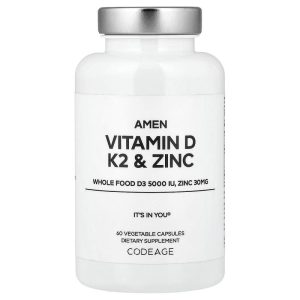 Amen Vitamin D K2 Zinc, 60 viên nang thực vật của Codeage