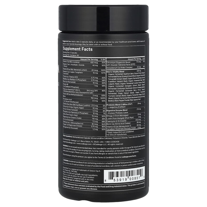 codeage men s fermented multivitamin 120 vegetable capsules 1
