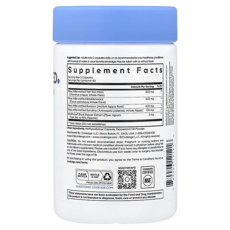 Codeage Sea Moss Wildcrafted 120 Vegetable Capsules