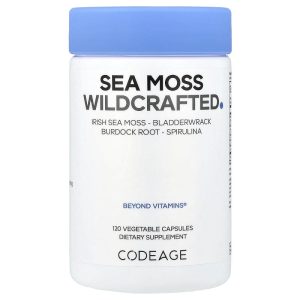 Rong biển Sea Moss dạng hoang dã, 500 mg mỗi viên, hộp 120 viên nang thực vật của Codeage